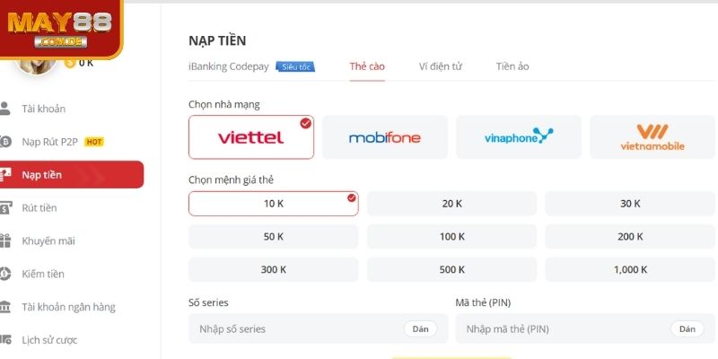 Một số lưu ý giúp quá trình nạp tiền MAY88 thành công