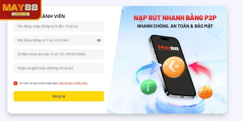 Thao tác đăng ký MAY88 chỉ với 4 bước cho thành viên mới