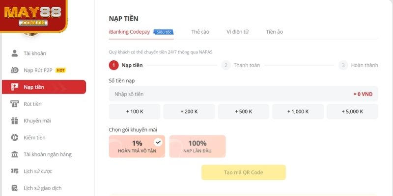 Tổng hợp hướng dẫn nạp tiền MAY88 đa phương thức